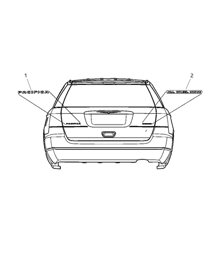 2004 Dodge Durango Emblem Hood Diagram for 4857662AC