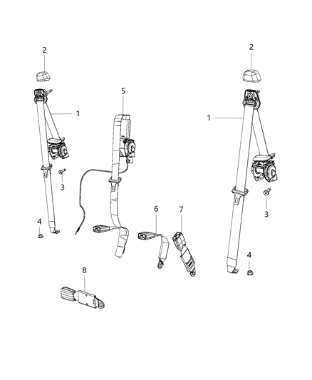 1987 Jeep J20 Seat Belt Retractor Diagram for 1UL381X9AB
