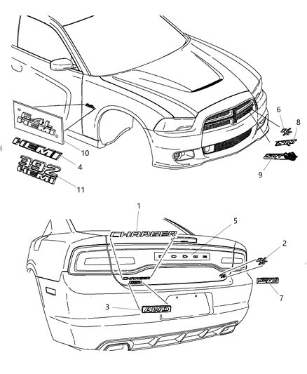Nameplate Front Fender Anniversary Edition Diagram for 68213842AA