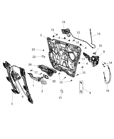 2008 Chrysler Town & Country Cable Outside Handle Rear Door Diagram for 68067481AC