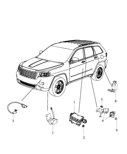 Sensor Ride Height Diagram for 68164093AB