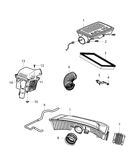1999 Jeep Grand Cherokee Clamp Air Cleaner To Throttle Body Diagram for 53013714AA