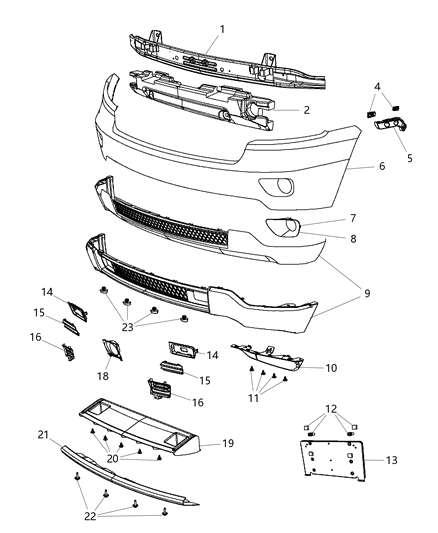 Beam Front Bumper Diagram for 5182507AB