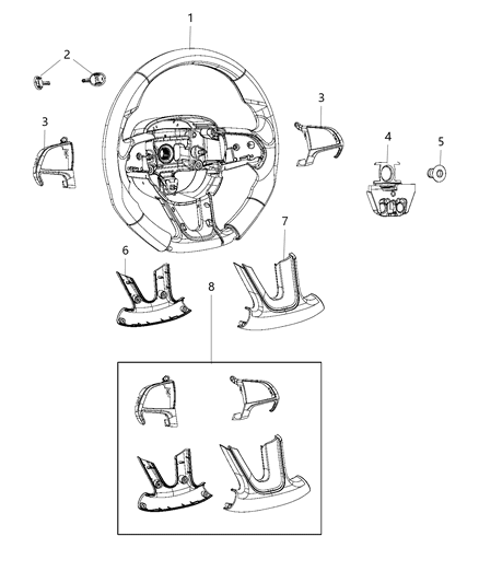 1998 Dodge B1500 Wheel Steering Diagram for 5ZC36DX9AA