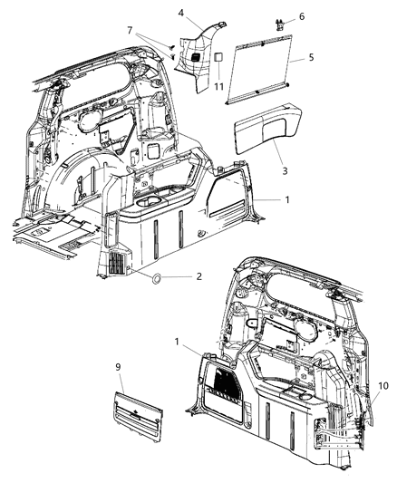 Sunshade Rear Window Diagram for 68045248AA