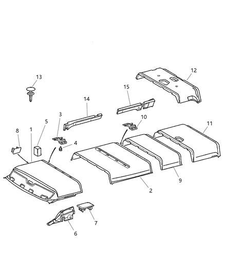 2005 Dodge Sprinter 2500 Spacer Foam Headliner Diagram for 5123514AA
