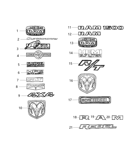 Nameplate Tailgate A Diagram for 68245543AC
