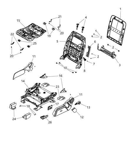 Cover Seat Track Diagram for 1MW621DVAA