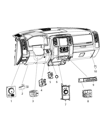 Switch Instrument Panel Diagram for 68241394AA