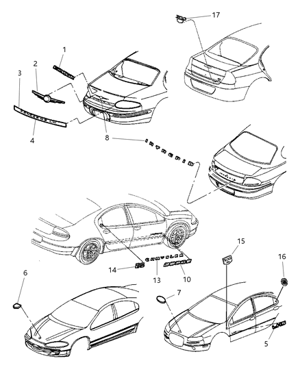 Medallion Deck Lid 300, Rear Diagram for 4805286AB