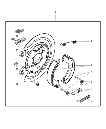 Shoe And Lining Kit Parking Brake, Rear Diagram for BHKP7329
