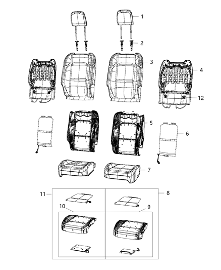 Cover Front Seat Cushion Diagram for 6ZH51TX7AB