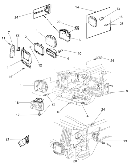 2012 Chrysler 300 Bezel Headlamp Diagram for 5EM73SW1