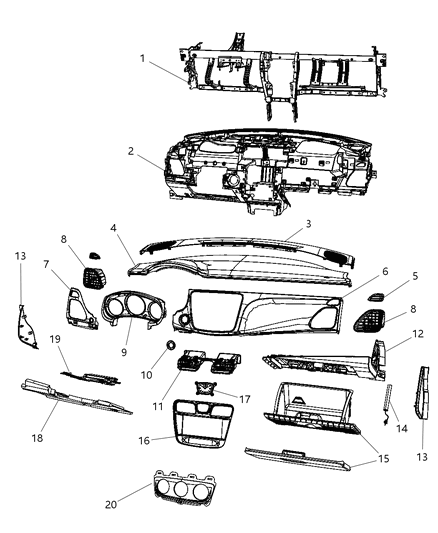 Bezel Heater And A/C Control Diagram for 1UC80DX8AB