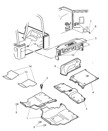 1985 Dodge D250 Carpet Rear Floor Diagram for 5HG24XDVAE