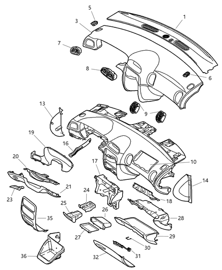 2003 Chrysler Concorde Air Bag Passenger, Passenger Side Diagram for 4649116AC
