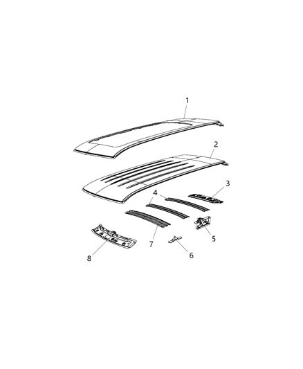 2022 Jeep Cherokee Reinforcement Roof Panel Diagram for 68243964AA