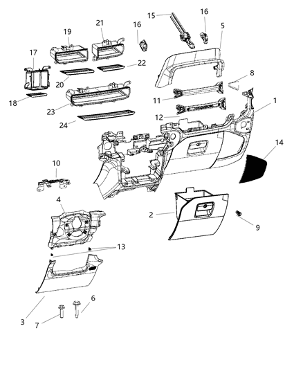 Panel Instrument Lower Diagram for 6CA91TX7AG