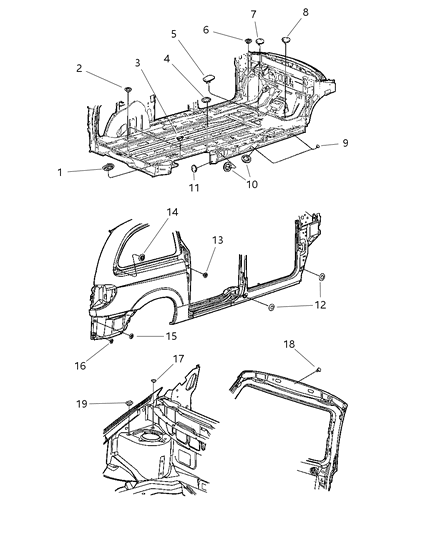 2020 Dodge Charger Plug Shock Tower Hole Sunroof Drain Tube Hole Diagram for 4860346