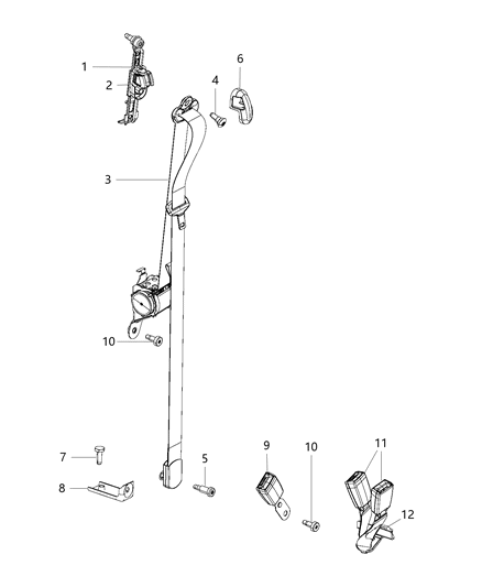 1997 Chrysler Cirrus Seat Belt 2 Passenger Inner Bench, Passenger Side Diagram for 1CA871D1AA