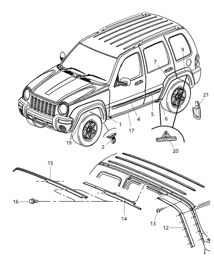 Applique Fender Wheel Opening Diagram for 5HV46AJCAD
