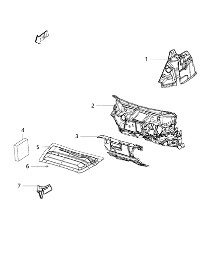 Insulation Side Panel Diagram for 68141664AB