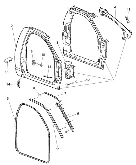2008 Dodge Ram 1500 Retainer Bodyside Seal Diagram for 55276201AC