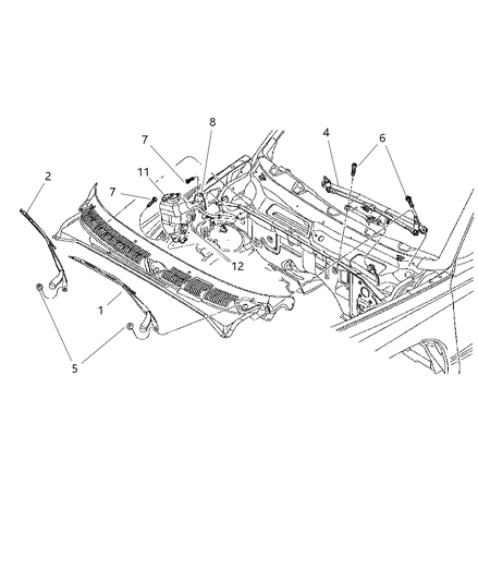 2003 Chrysler PT Cruiser Blade Wiper Diagram for 55077090AB