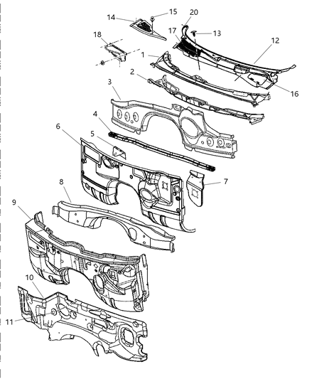 Panel Cowl Plenum Lower Diagram for 4780784AB