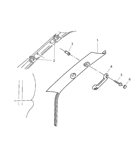 2006 Chrysler Crossfire Panel A Pillar Trim Diagram for 5ES44RC3