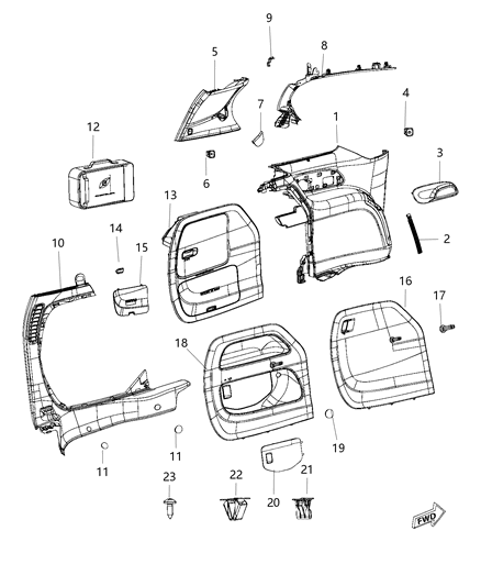 Panel Cargo Door Housing, Both Doors & Seat Belt Clip Diagram for 5SP35PD2AG