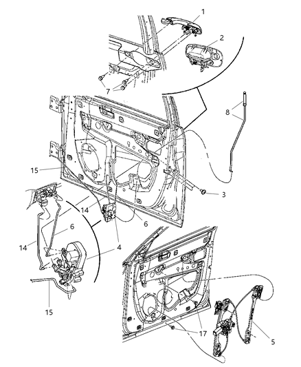 2009 Dodge Charger Latch Front Door Diagram for 4575895AA