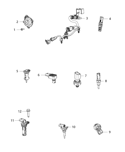 Wiring Knock, Oil Pressure , & Temperature Sensor Diagram for 68303060AB