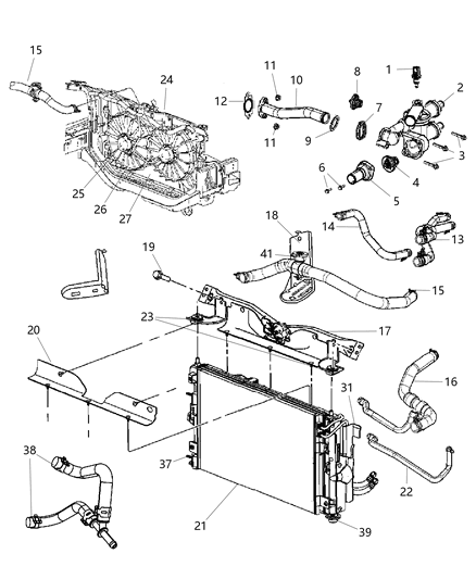 Hose Radiator Inlet Radiator Inlet Hose Assembly Diagram for 5058482AF
