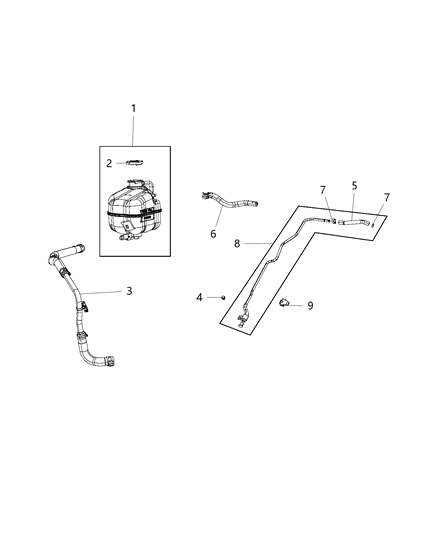 2006 Dodge Durango Bottle Pressurized Coolant Diagram for 68105172AC