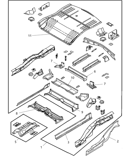 Pan Rear Floor Diagram for 5054180AA