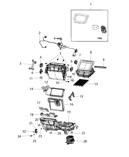 2020 Jeep Compass Motor Blower With Wheel Diagram for 68301851AB