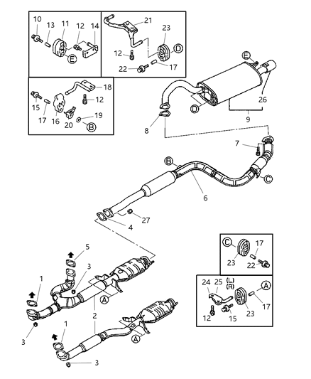 2013 Jeep Patriot Nut Exhaust Pipe Diagram for MR571083