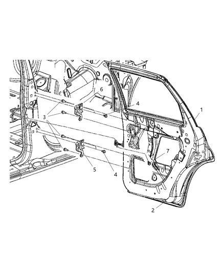 2015 Dodge Durango Door Rear Repair Panel Diagram for 4724835AA
