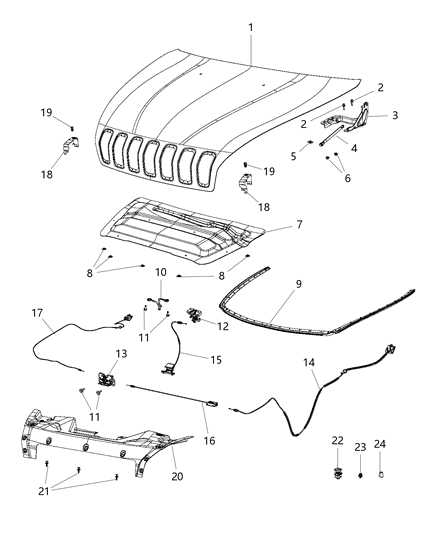 Latch Hood Diagram for 68237158AA