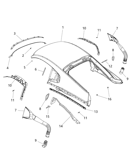 Panel Inlet Duct Rear Brake Cooling Diagram for 1VY84DX8AD