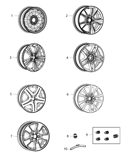 2007 Jeep Grand Cherokee Wheel Steel Diagram for YX87RXFAA