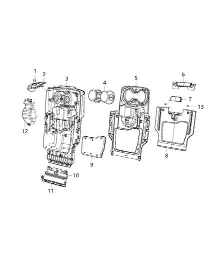 Bezel Cup Holder Diagram for 5ZF62TX7AA