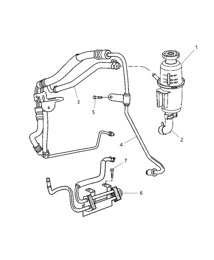 2003 Dodge Neon Reservoir Power Steering Pump With Cap And Supply Hose Diagram for 4656491AD