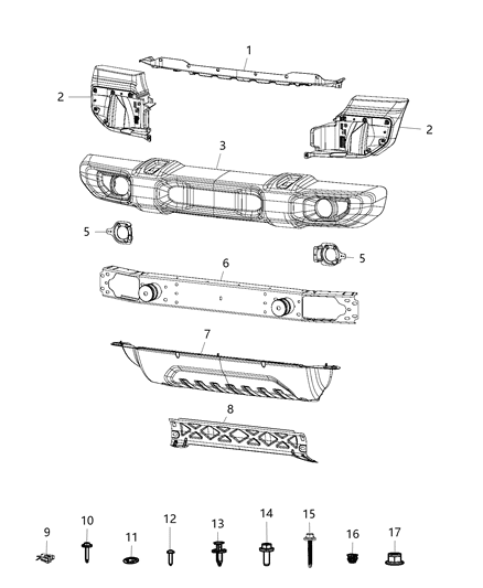 1988 Jeep J20 Guard Brush Front With Attaching Spring Nuts Diagram for 68414000AA