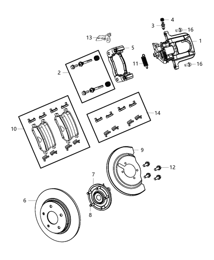 1997 Chrysler Cirrus Pin Kit Disc Brake Diagram for 68144165AB