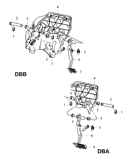 1992 Dodge Spirit Pedal And Pad Brake Diagram for 52014128AE