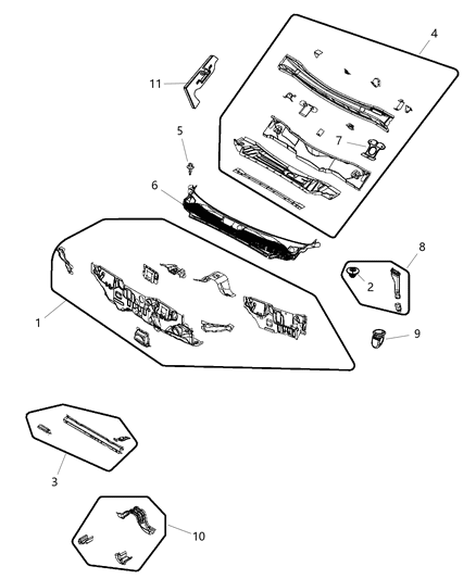 Screen Cowl Top Diagram for 5155711AD