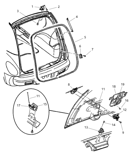 Hinge Liftgate Diagram for 4724744AC
