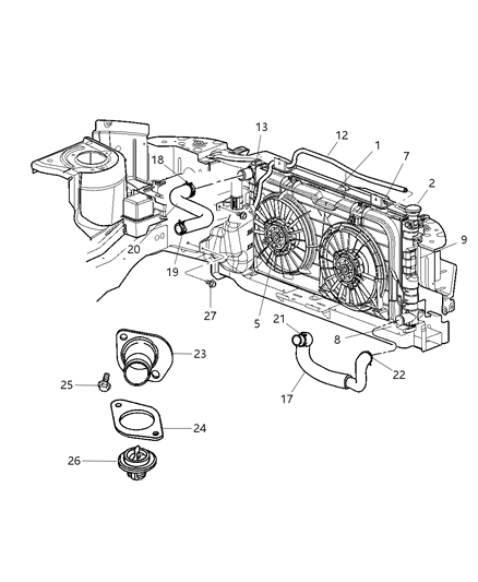 Hose Oil Cooler Outlet With Oil Cooler Diagram for 5005342AA